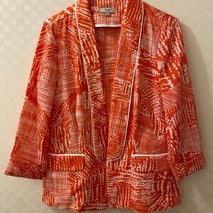 Vibrant Blazer, Indikka New York, S, Orange and White